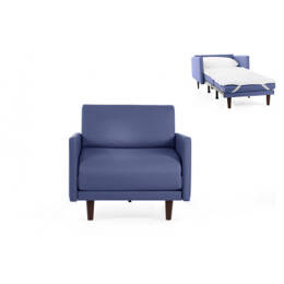 Fauteuil lit Français 1 Place PACHA 80 LARGE accoudoirs amovibles CUIR - Bleu 0857 - Likoolis