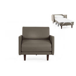 Fauteuil lit Français 1 Place PACHA 80 LARGE accoudoirs amovibles CUIR - Gris 0819 - Likoolis