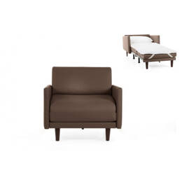 Fauteuil lit Français 1 Place PACHA 80 LARGE accoudoirs amovibles CUIR - Taupe marron 0813 - Likoolis