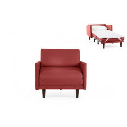 Fauteuil lit Français 1 Place PACHA 80 LARGE accoudoirs amovibles Cuir-artificiel / ROUGE - Combi - ROUGE - Likoolis