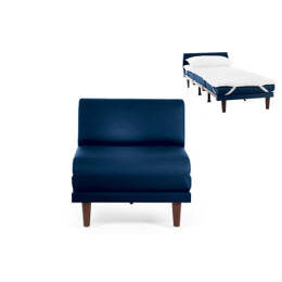 Fauteuil lit Français 1 Place PACHA 80 SMALL sans accoudoirs Cuir-artificiel / MARINE - Combi - BLEU FONCÉ - Likoolis