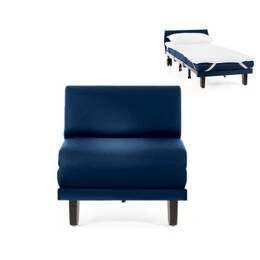 Fauteuil convertible Français 1 Place ROLLER 70 SMALL sans accoudoirs Cuir-artificiel / MARINE - Combi - BLEU FONCÉ - Likoolis