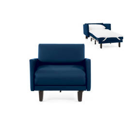 Fauteuil lit Français 1 Place ROLLER 80 LARGE accoudoirs amovibles Cuir-artificiel / MARINE - Combi - BLEU FONCÉ - Likoolis