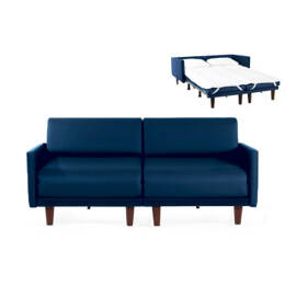 Canapé lit Français 2/3places PACHA DUO 140 LARGE accoudoirs amovibles Cuir-artificiel / MARINE - Combi - BLEU FONCÉ - Likoolis