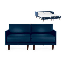 Canapé lit Français 2 places PACHA DUO 160 MEDIUM accoudoirs amovibles Cuir-artificiel / MARINE - Combi - BLEU FONCÉ - Likoolis