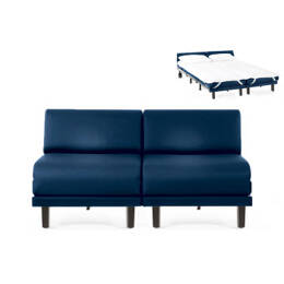 Canapé lit Français 2 Places ROLLER DUO 140 SMALL sans accoudoirs Cuir-artificiel / MARINE - Combi - BLEU FONCÉ - Likoolis
