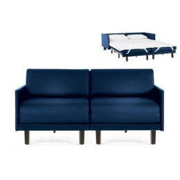 Canapé lit Français 2Places ROLLER DUO 140 MEDIUM accoudoirs amovibles Cuir-artificiel / MARINE - Combi - BLEU FONCÉ - Likoolis