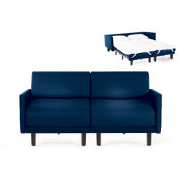 Canapé lit Français 2/3Places ROLLER DUO 160 LARGE accoudoirs amovibles Cuir-artificiel / MARINE - Combi - BLEU FONCÉ - Likoolis