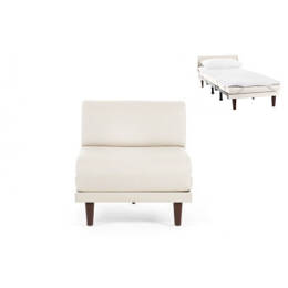 Fauteuil lit Français 1 Place PACHA 70 SMALL sans accoudoirs CUIR - Blanc 010 - Likoolis