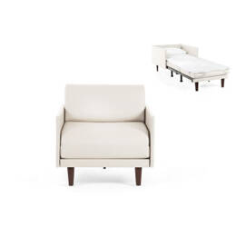 Fauteuil lit Français 1 place PACHA 70 MEDIUM accoudoirs amovibles Cuir-artificiel / BLANC  - Combi - BLANC - Likoolis