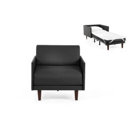 Fauteuil lit Français 1 place PACHA 70 MEDIUM accoudoirs amovibles Cuir-artificiel / NOIR - COMBI - NOIR - Likoolis