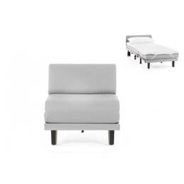 Fauteuil convertible Français 1 Place ROLLER 70 SMALL sans accoudoirs Cuir-artificiel / GRIS CLAIR  - COMBI - PIERRE - Likoolis
