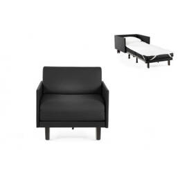 Fauteuil lit Français 1 Place ROLLER 70 MEDIUM accoudoirs amovibles Cuir-artificiel / NOIR - COMBI - NOIR - Likoolis