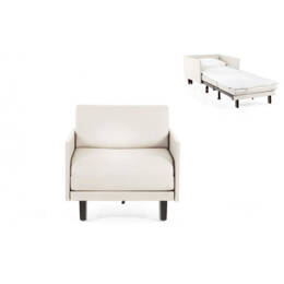 Fauteuil lit Français 1 Place ROLLER 80 MEDIUM accoudoirs amovibles CUIR - Blanc 010 - Likoolis