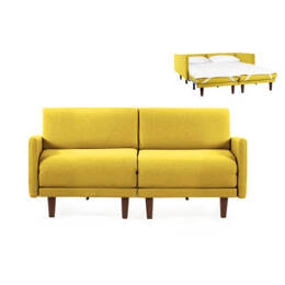 Canapé lit Français 2/3places PACHA DUO 140 LARGE accoudoirs amovibles Tissu / JAUNE  MOUTARDE - Filo - Yellow - Likoolis