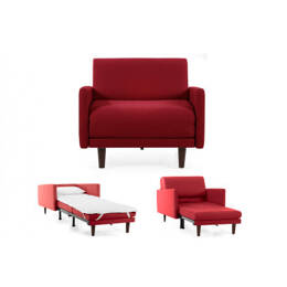 Fauteuil lit Français 1 Place PACHA 70 LARGE accoudoirs amovibles Tissu / ROUGE - FIlo - Red - Paddock