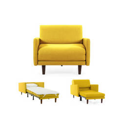 Fauteuil lit Français 1 Place PACHA 80 LARGE accoudoirs amovibles Tissu / JAUNE  MOUTARDE - Filo - Yellow - Likoolis