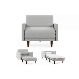 Fauteuil lit Français 1 Place PACHA 80 LARGE accoudoirs amovibles Tissu / GRIS CLAIR - Filo - Light grey - Likoolis
