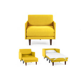 Fauteuil lit Français 1 Place PACHA 80 MEDIUM accoudoirs amovibles Tissu / JAUNE  MOUTARDE - Filo - Yellow - Likoolis