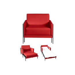 Fauteuil Lit  Français Carré 80 x 80 en Cuir artificiel accoudoirs fixes Cuir-artificiel / ROUGE - Combi - ROUGE - Likoolis