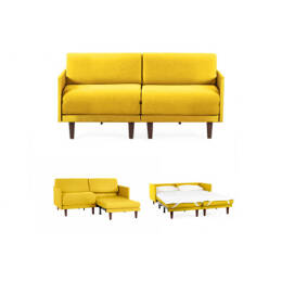 Canapé lit Français 2 places PACHA DUO 140 MEDIUM accoudoirs amovibles Tissu / JAUNE  MOUTARDE - Filo - Yellow - Likoolis
