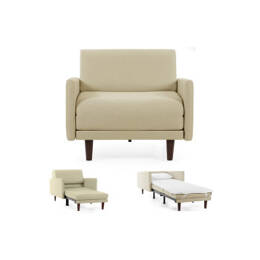 Fauteuil lit Français 1 Place PACHA 80 LARGE accoudoirs amovibles Tissu / ÉCRU - Filo - Marfil - Likoolis