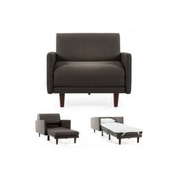 Fauteuil lit Français 1 Place PACHA 80 LARGE accoudoirs amovibles Tissu / GRIS FONCÉ - Filo - Dark grey - Likoolis