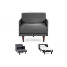 Fauteuil lit Français 1 place PACHA 70 MEDIUM accoudoirs amovibles Tissu / GRIS FONCÉ - Filo - Dark grey - Likoolis