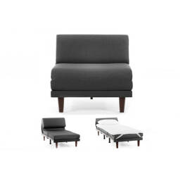 Fauteuil lit Français 1 Place PACHA 80 SMALL sans accoudoirs Tissu / GRIS FONCÉ - Filo - Dark grey - Likoolis
