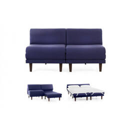 Canapé convertible Français 2places PACHA DUO 160 SMALL sans accoudoirs Tissu / BLEU MARINE - Filo - Blue - Likoolis