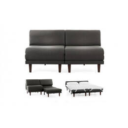 Canapé convertible Français 2places PACHA DUO 140 SMALL sans accoudoirs Tissu / GRIS FONCÉ - Filo - Dark grey - Likoolis