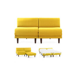 Canapé convertible Français 2places PACHA DUO 140 SMALL sans accoudoirs Tissu / JAUNE  MOUTARDE - Filo - Yellow - Likoolis