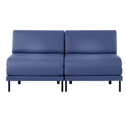 Canapé lit Français 2 places Design BOSS DUO 140 SMALL sans accoudoirs Cuir-artificiel / MARINE - Combi - BLEU FONCÉ - Likoolis