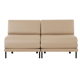 Canapé convertible Français 2Places BOSS DUO 160 SMALL sans accoudoirs CUIR - Beige Mastic 0809   - Likoolis