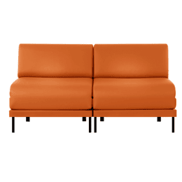 Canapé convertible Français 2Places BOSS DUO 160 SMALL sans accoudoirs CUIR - Orange 0837 - Likoolis