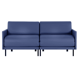 Canapé lit Français 2 places BOSS DUO 140 MEDIUM accoudoirs amovibles CUIR - Bleu 0857 - Likoolis