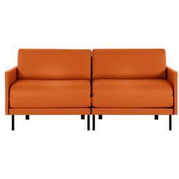 Canapé lit Français 2 places BOSS DUO 140 MEDIUM accoudoirs amovibles CUIR - Orange 0837 - Likoolis