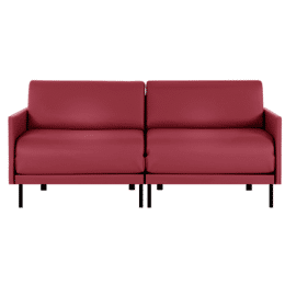 Canapé lit Français 2 places BOSS DUO 140 MEDIUM accoudoirs amovibles CUIR - Rouge 0841 - Likoolis