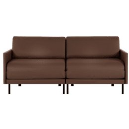 Canapé lit Français 2/3 places BOSS DUO 160 MEDIUM accoudoirs amovibles CUIR - Taupe marron 0813 - Likoolis