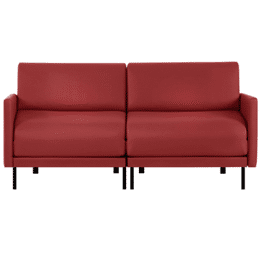 Canapé lit Français 2 places BOSS DUO 140 LARGE accoudoirs amovibles Cuir-artificiel / ROUGE - Combi - ROUGE - Likoolis