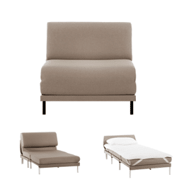 Fauteuil lit Français 1 Place BOSS 70 SMALL sans accoudoirs Tissu / MARRON CHINÉ - Filo - Taupe - Likoolis