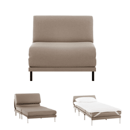 Fauteuil lit convertible Français 1Place BOSS 80 SMALL sans accoudoirs Tissu / MARRON CHINÉ - Filo - Taupe - Likoolis