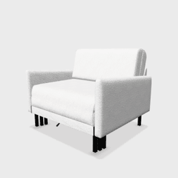 Fauteuil lit Français 1 Place BOSS 80 LARGE  accoudoirs amovibles et réversibles Tissu-Bouclette / 6 - BLANC - Likoolis