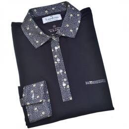 POLO FEMME SWING MARINE ET POIS BLANCS