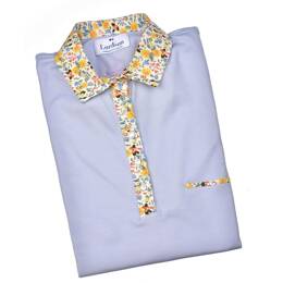 POLO FEMME BUMP BLEU CIEL COL FLEURS