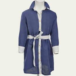 ROBE CHEMISE JULIETTE LIN MARINE ET IVOIRE