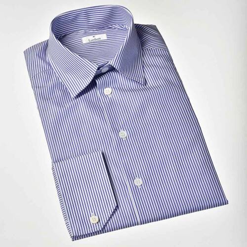 CHEMISE HOMME ATLANTIQUE BLANCHE - FINES RAYURES BLEUES