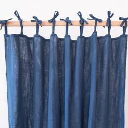 Rideau en gaze de coton bio bleu profond