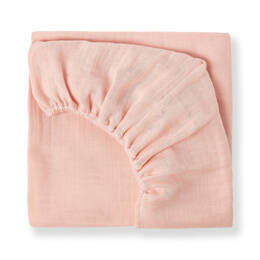 Drap housse enfant en gaze de coton bio rose poudre