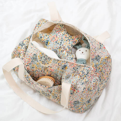 Sac à langer bebe en coton liberty étoiles multicolores